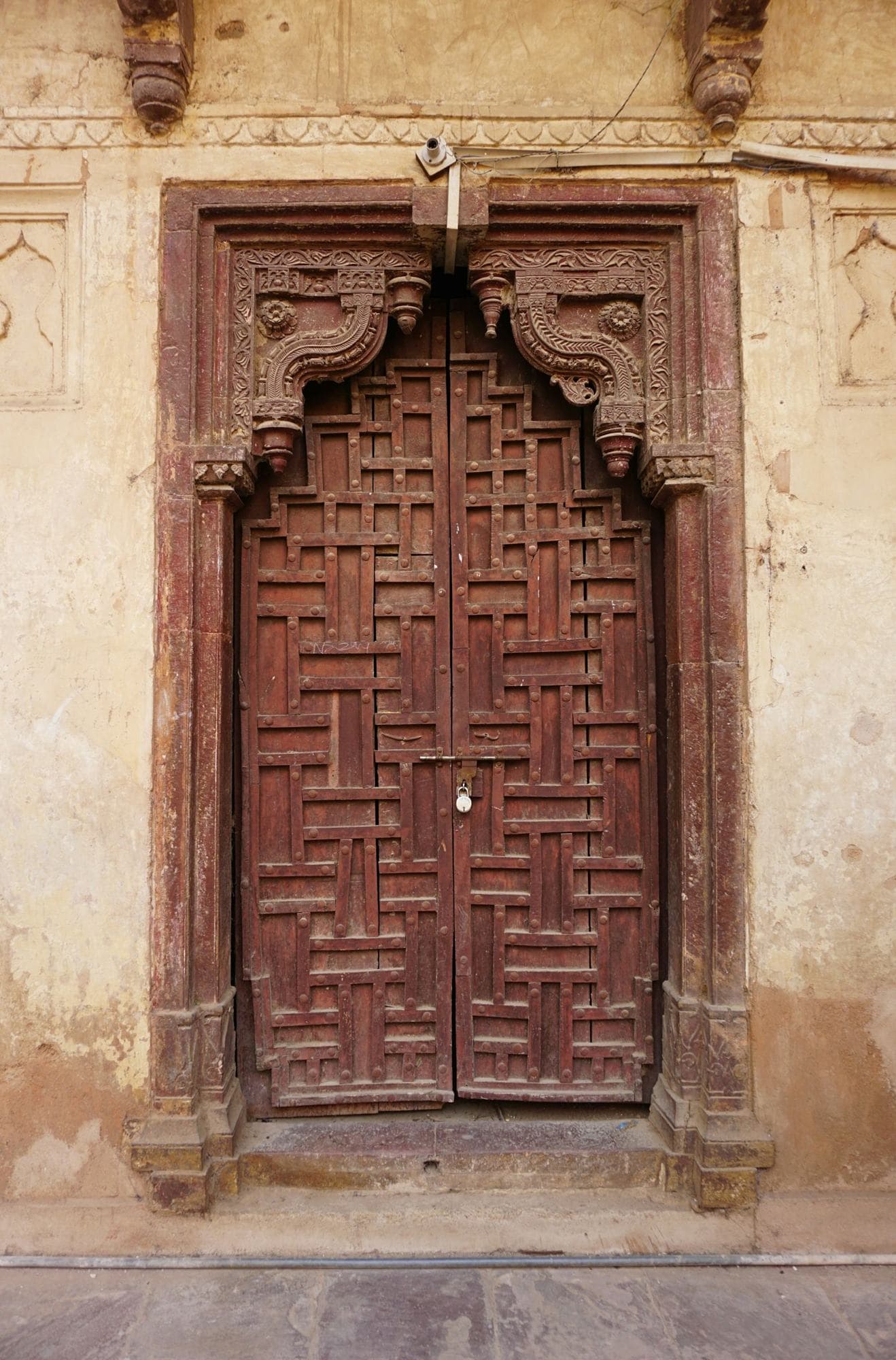 Hand-carved wooden door